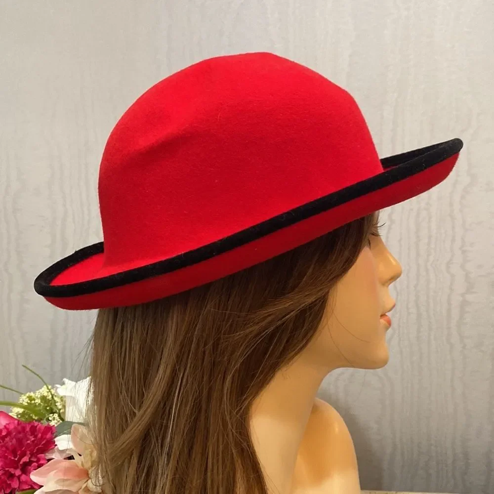 Vintage Street Smart by Betmar 100% Wool Red with Black Rim Christmas Valentines - Picture 6 of 14